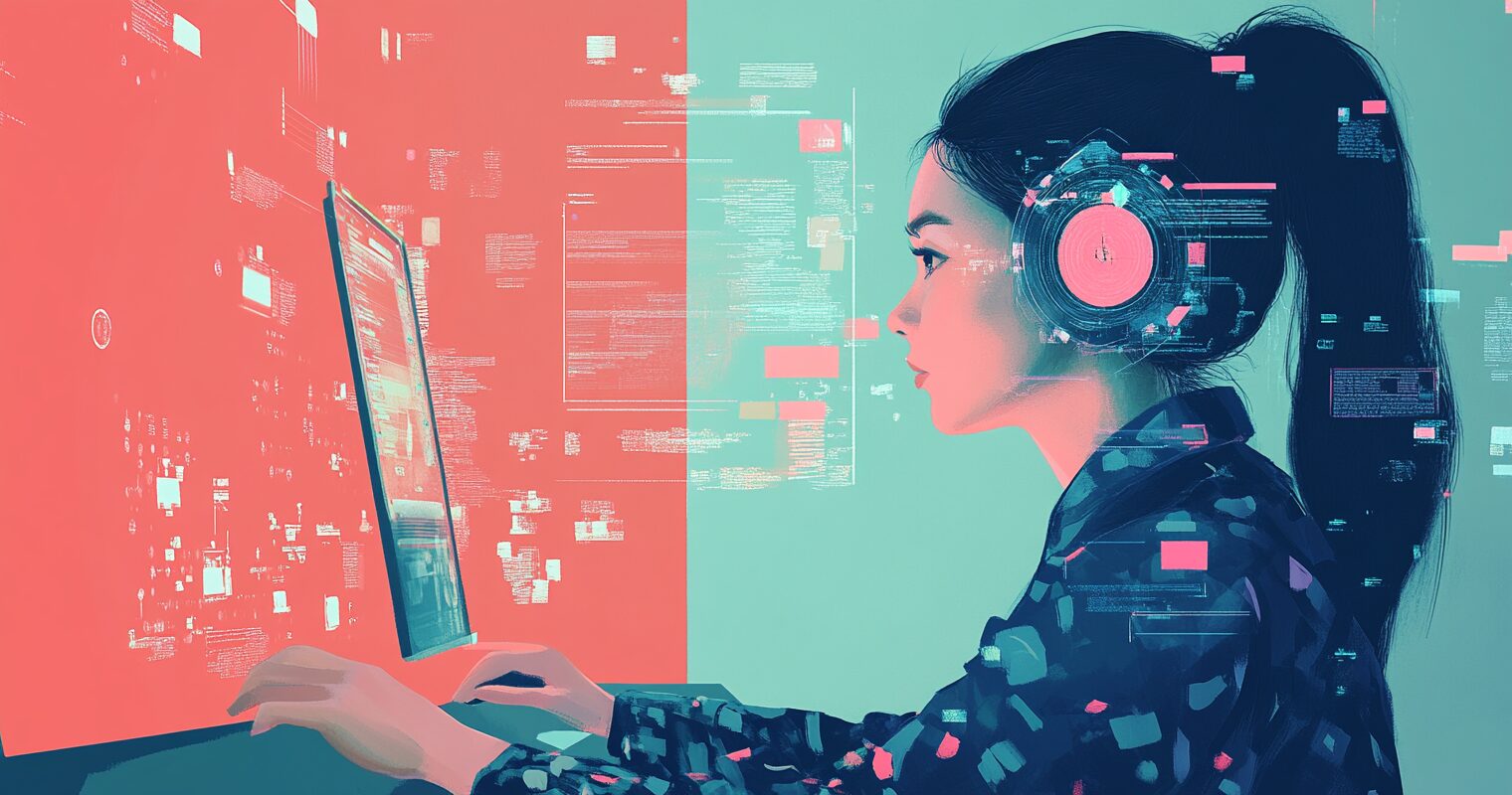 AIを使ってパソコン作業を行う女性